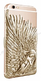 Eiroo Angel Wings iPhone 6 Plus / 6S Plus ift Katmanl Gold Rubber Klf