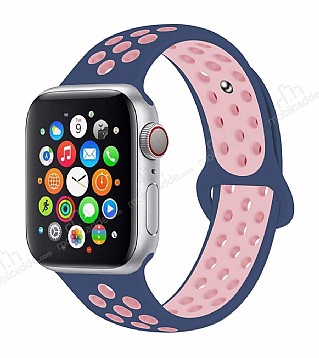 Eiroo Apple Watch SE Mavi-Pembe Spor Kordon (40 mm)