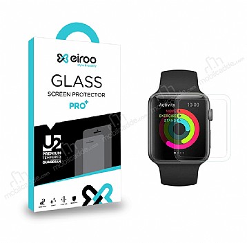 Eiroo Apple Watch Tempered Glass Premium effaf Full Cam Ekran Koruyucu (38 mm)