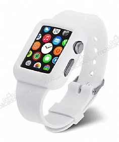 Eiroo Apple Watch / Watch 2 Silikon Kordon Beyaz Klf (42 mm)