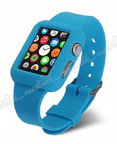 Eiroo Apple Watch/ Watch 2 Silikon Kordon Mavi Klf (42 mm)