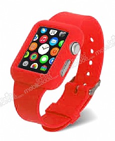 Eiroo Apple Watch / Watch 2 Silikon Kordon Krmz Klf (42 mm)