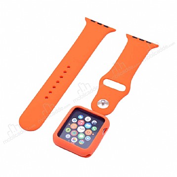 Eiroo Apple Watch Spor Kordon ve Turuncu Klf (38 mm)