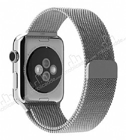 Eiroo Apple Watch / Watch 2 Milanese Loop Manyetik Silver Kordon (42 mm)
