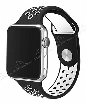 Eiroo Apple Watch / Watch 2 / Watch 3 Siyah-Beyaz Spor Kordon (38 mm)