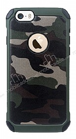 Eiroo Army iPhone SE / 5 / 5S Kamuflaj Ultra Koruma Yeil Klf