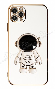 Eiroo Astronot iPhone 11 Pro Standl Beyaz Silikon Klf