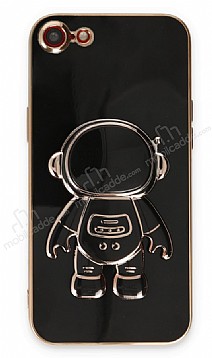 Eiroo Astronot iPhone 7 / 8 Standl Siyah Silikon Klf