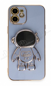 Eiroo Astronot iPhone 12 Standl Mavi Silikon Klf