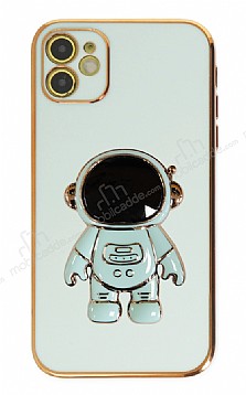 Eiroo Astronot iPhone 11 Standl Yeil Silikon Klf