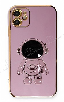 Eiroo Astronot iPhone 11 Standl Mor Silikon Klf