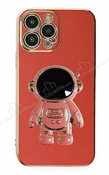 Eiroo Astronot iPhone 12 Pro Max Standl Krmz Silikon Klf
