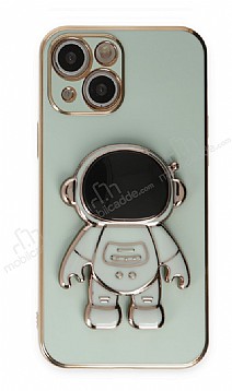Eiroo Astronot iPhone 13 Standl Yeil Silikon Klf