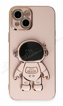 Eiroo Astronot iPhone 13 Standl Pembe Silikon Klf
