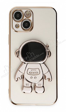 Eiroo Astronot iPhone 13 Standl Beyaz Silikon Klf
