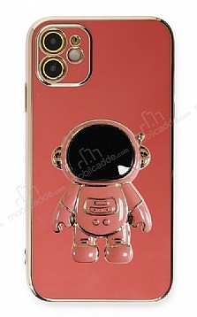 Eiroo Astronot iPhone 12 Standl Krmz Silikon Klf