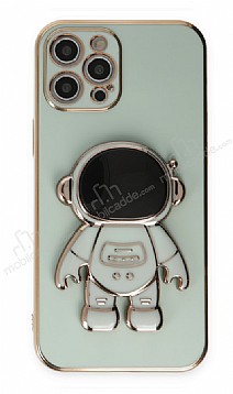 Eiroo Astronot iPhone 12 Pro Standl Yeil Silikon Klf