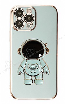 Eiroo Astronot iPhone 13 Pro Max Standl Yeil Silikon Klf
