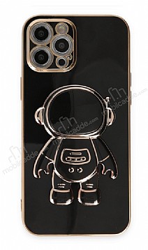 Eiroo Astronot iPhone 13 Pro Max Standl Siyah Silikon Klf