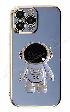 Eiroo Astronot iPhone 14 Pro Max Standl Mavi Silikon Klf