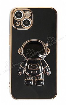 Eiroo Astronot iPhone 14 Standl Siyah Silikon Klf