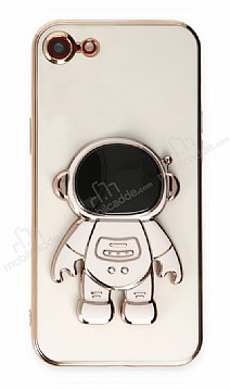 Eiroo Astronot iPhone 7 Plus / 8 Plus Standl Beyaz Silikon Klf