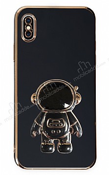 Eiroo Astronot iPhone X / XS Standl Siyah Silikon Klf