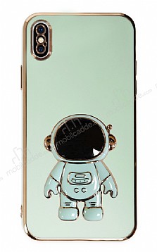 Eiroo Astronot iPhone X / XS Standl Yeil Silikon Klf