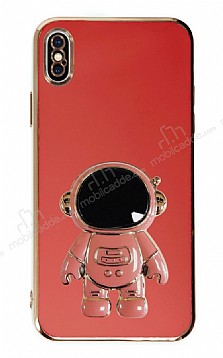Eiroo Astronot iPhone X / XS Standl Krmz Silikon Klf