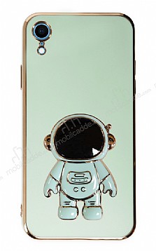 Eiroo Astronot iPhone XR Standl Yeil Silikon Klf