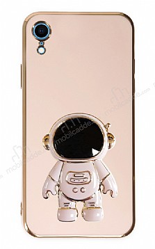 Eiroo Astronot iPhone XR Standl Pembe Silikon Klf