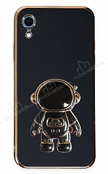 Eiroo Astronot iPhone XR Standl Siyah Silikon Klf