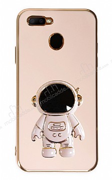 Eiroo Astronot Oppo A12 Standl Pembe Silikon Klf
