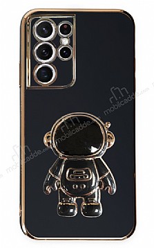 Eiroo Astronot Samsung Galaxy S21 Ultra Standl Siyah Silikon Klf