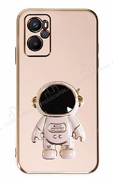 Eiroo Astronot Oppo A76 Standl Pembe Silikon Klf