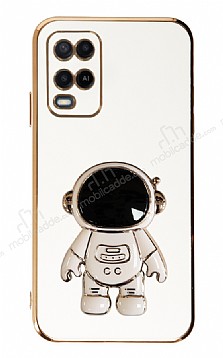 Eiroo Astronot Oppo A54 4G Standl Beyaz Silikon Klf