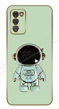 Eiroo Astronot Samsung Galaxy A02s Standl Silikon Yeil Klf