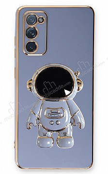 Eiroo Astronot Samsung Galaxy S20 FE Standl Mavi Silikon Klf