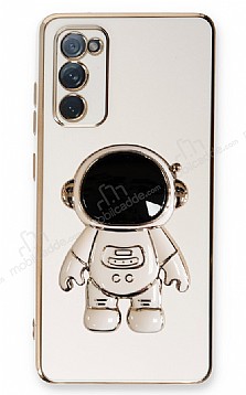 Eiroo Astronot Samsung Galaxy S20 FE Standl Beyaz Silikon Klf
