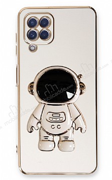 Eiroo Astronot Samsung Galaxy M22 Standl Beyaz Silikon Klf