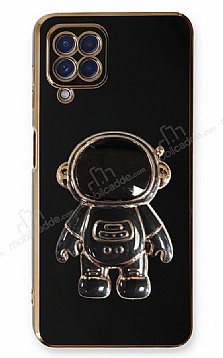 Eiroo Astronot Samsung Galaxy M22 Standl Siyah Silikon Klf