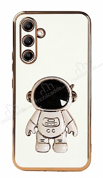 Eiroo Astronot Samsung Galaxy A34 Standl Beyaz Silikon Klf