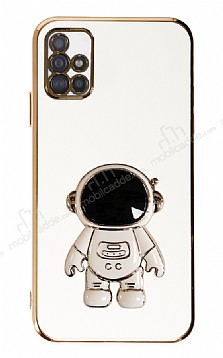 Eiroo Astronot Samsung Galaxy A51 Standl Beyaz Silikon Klf