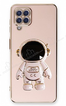 Eiroo Astronot Samsung Galaxy A22 4G Standl Pembe Silikon Klf