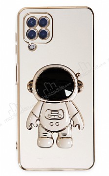 Eiroo Astronot Samsung Galaxy A12 / M12 Standl Beyaz Silikon Klf