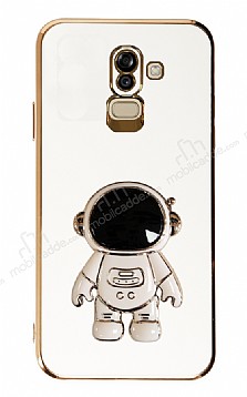 Eiroo Astronot Samsung Galaxy J8 Standl Beyaz Silikon Klf
