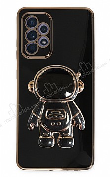 Eiroo Astronot Samsung Galaxy A52 / A52 5G Standl Siyah Silikon Klf