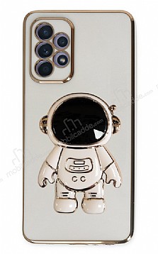 Eiroo Astronot Samsung Galaxy A52 / A52 5G Standl Beyaz Silikon Klf