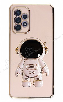 Eiroo Astronot Samsung Galaxy A52 / A52 5G Standl Pembe Silikon Klf