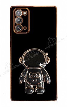 Eiroo Astronot Samsung Galaxy Note 20 Standl Siyah Silikon Klf